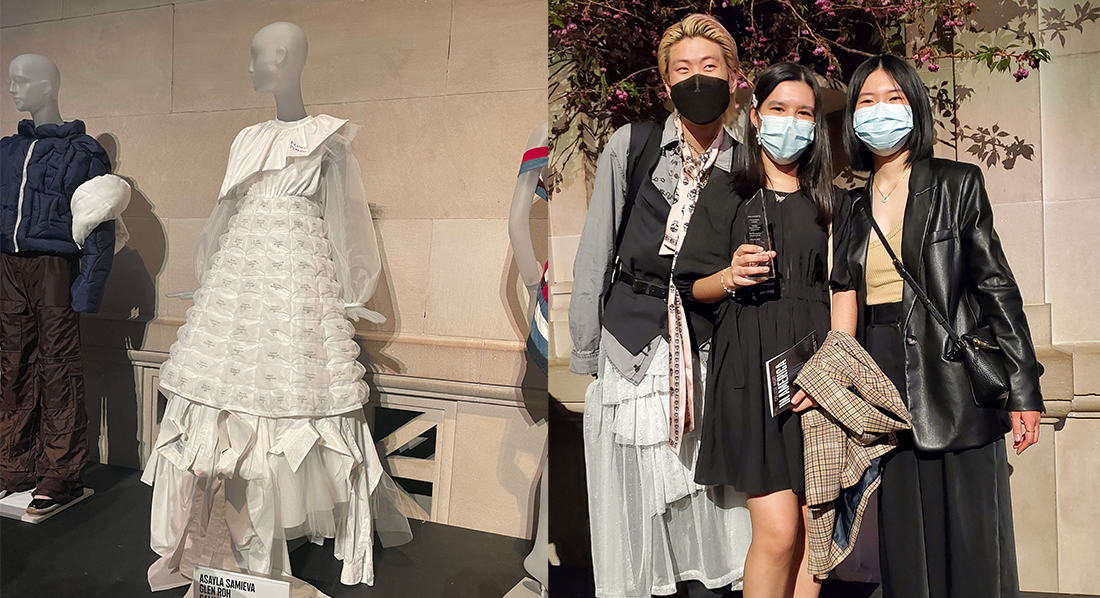 Three students posing at the MET