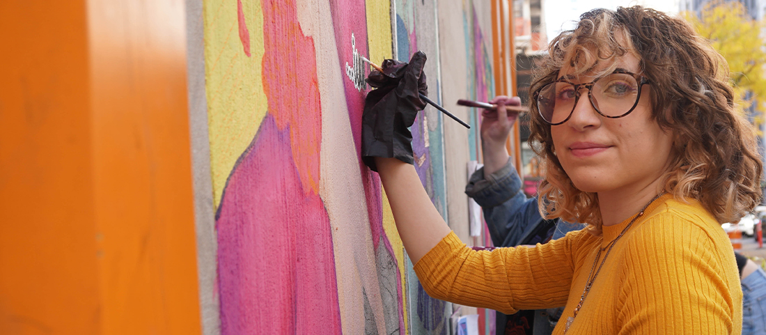 FIT student working on ChalkFIT project outdoors