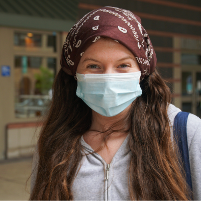 student wearing a mask