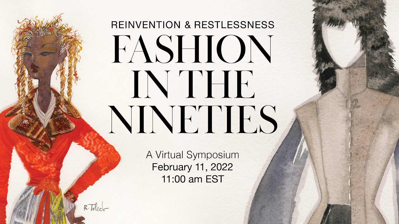 fashin in the nineties symposium banner featuring ruben toledo sketches